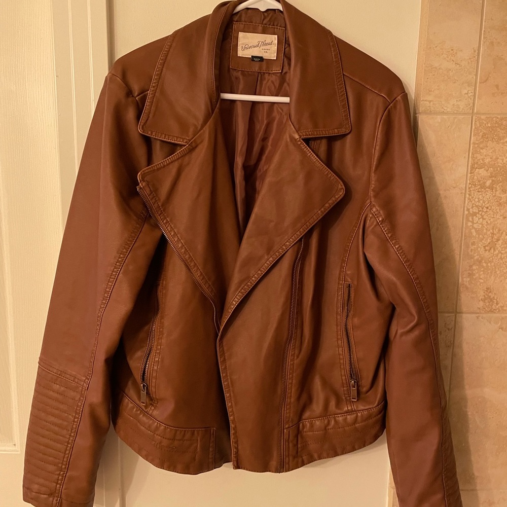 Brown Pleather Moto Jacket